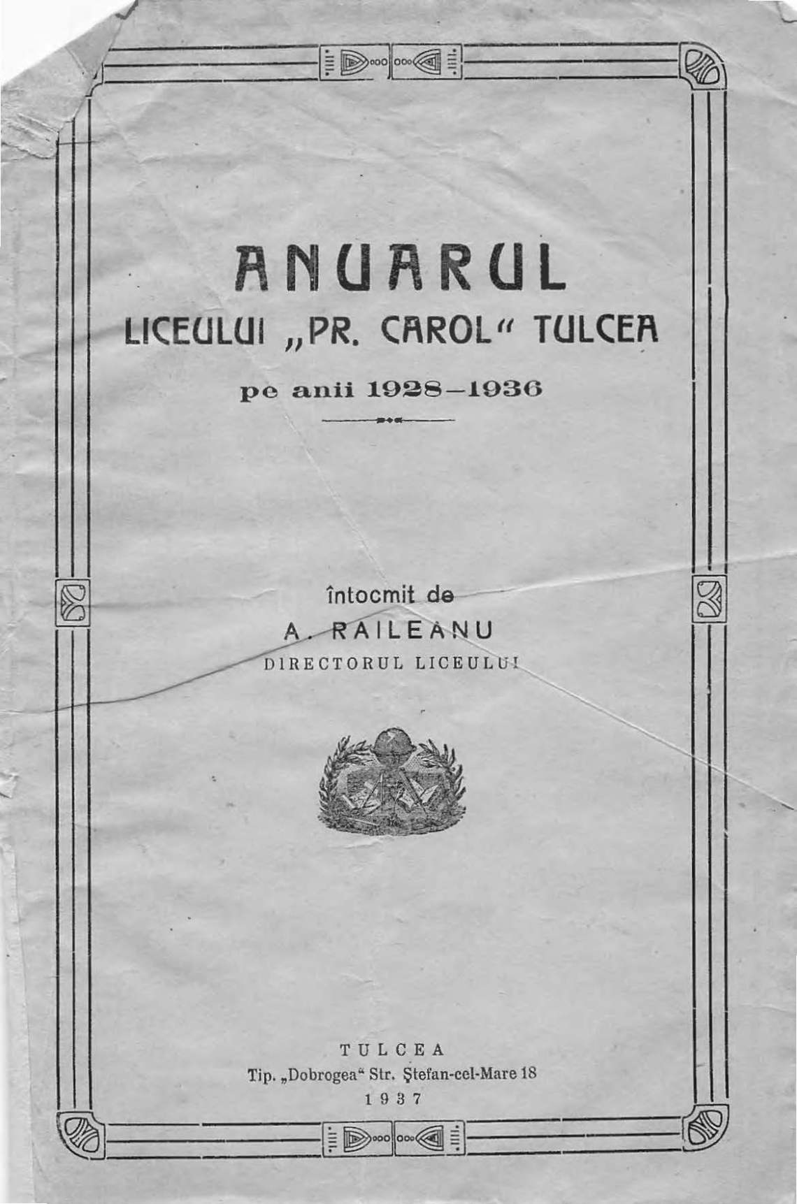 coperta anuarul liceului spiru haret tulcea_192-1936